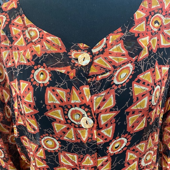 David Dart | Force One Vintage Georgette Sheer Button Front Sun Dress Swim Cover - Picture 4 of 7